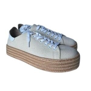 Schutz Women's Clover Espadrille Platform Sneakers Cream White NIB Size 8 Casual